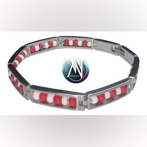 Stainless steel ilde de Shango Bracelet (Czech Beads) yoruba religion africana